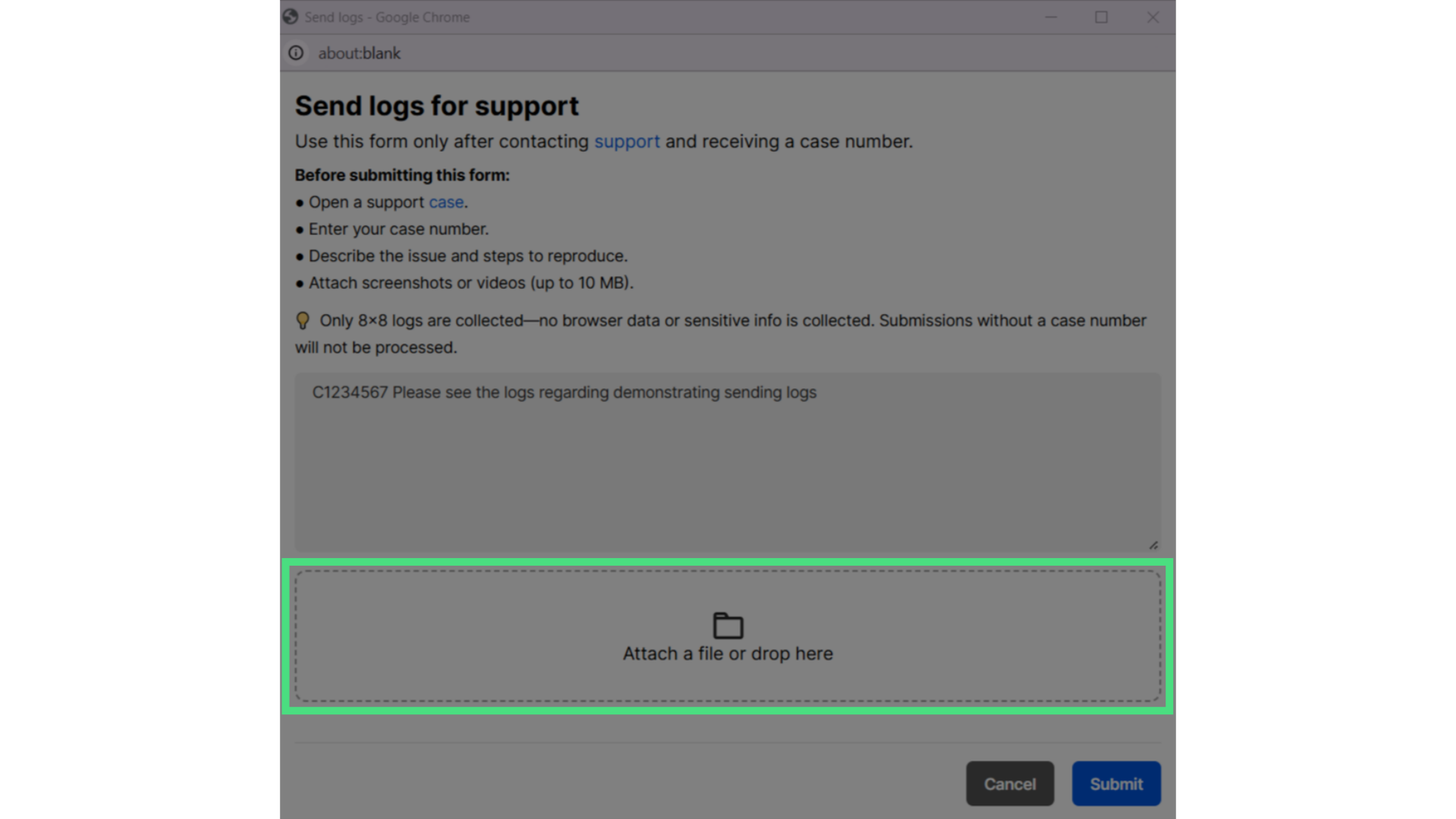 Agent Workspace Send Logs Attatch Files.png
