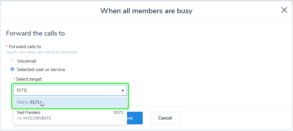 Configuration Manager call forwarding dial to